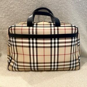 Burberry Plaid Canvas Coated Duffle Bag